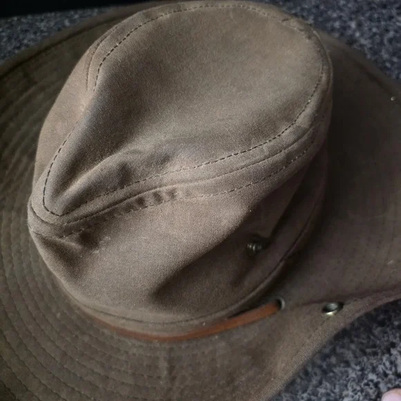 Tin Cloth Packer Hat‎ Oil Finish Waxed Canvas Leather Chin Strap Made USA Small - Picture 8 of 12